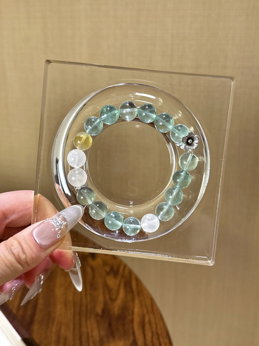 ▫️▪️ Green fluorite blue moonlight citrine bracelet